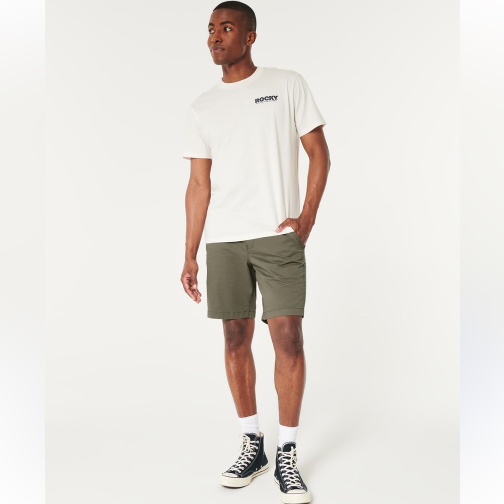 HOLLISTER ADVANCED STRETCH JOGGER SHORT Khaki Green Men Shorts Size M